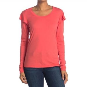 Sundry Long Sleeve Crewneck Ruffle Tee Shirt Size XL